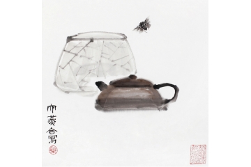 冉文纪写意花鸟画作品《茶香》