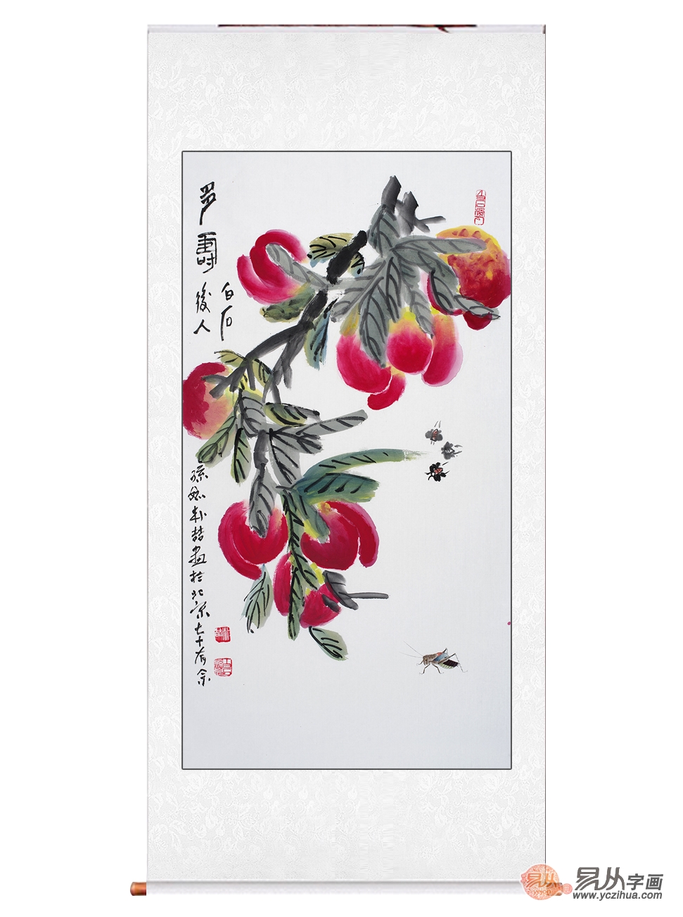 中国画寿桃的落款图片