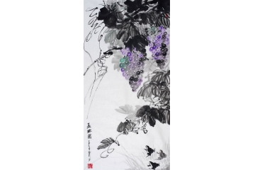 备行新品写意花鸟画葡萄图《夏趣图》