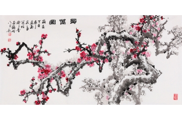晋葆良四尺横幅新品梅花作品《迎春图》