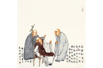 住持演旭人物画《不要刻意去猜测他人的想法》
