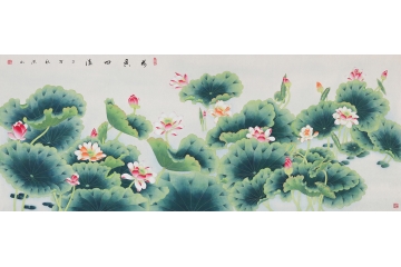 国家一级美术师张洪山八尺荷花图《荷香四溢》