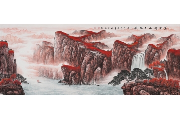 石荣禄精心力作一丈二国画《万里河山天地阔》