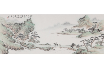 道贤最新力作青绿山水画《山深通幽径 烟树藏人家》