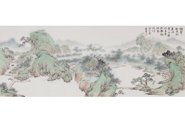 道贤最新力作国画山水画《钟声起早闻 晨风带雨痕》
