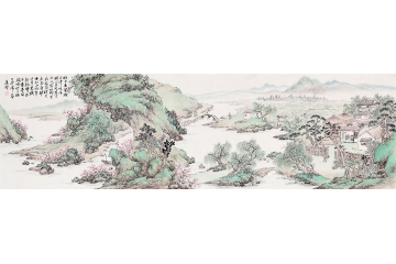 道贤青绿国画《皆福地宇域 而今处处春》