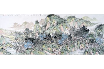 知名艺术家卫长林手绘山水画真迹《泉声带雨出溪林》