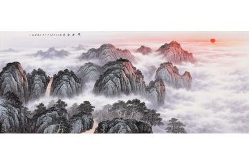 泰山旭日 王宁新品力作八尺山水画《紫气东来》