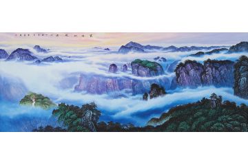 中美协赵洪霞最新力作山水画黄山《云海仙境》