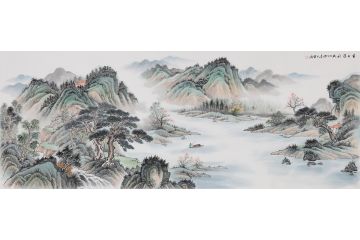 王宁新品六尺横幅仿古山水画《春色满园》