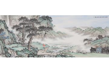 王宁最新力作国画仿古山水画《松风琴韵》
