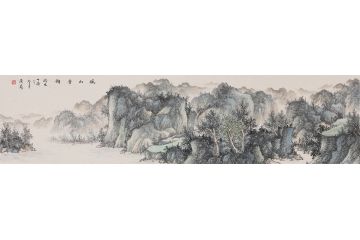 美协画家赵洪霞新作山水画《溪山青韵》