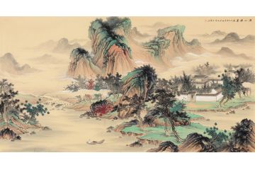 仿古山水画 王宁最新力作六尺国画《溪山积翠》