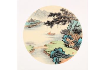 小品装饰壁画 王宁新品仿古《闲来垂钓坐溪上》