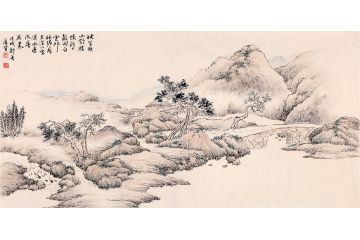 仿古装饰画 道贤最新力作《杖笠游山舒襟怀》