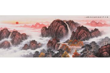 经典风水画 王宁力作国画泰山图《旭日东升》