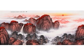 镇宅改运必备风水画 王宁国画泰山《旭日东升》