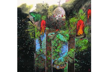美协会员张北云参展作品《百岁有崖头上雪》