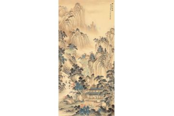 仿古精品国画 王宁佳作山水画《溪山访友图》