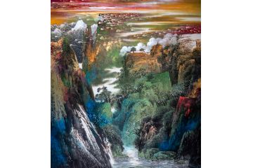 美协会员张北云参展作品《红霞留照》