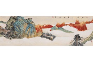 仿古山水 中美协画家余静手绘作品《山水清音图》