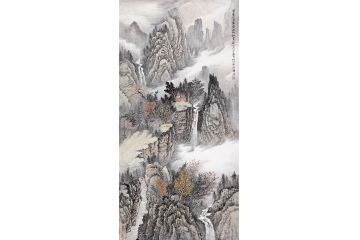 中美协会员余静四尺竖幅《云来山更佳 云去山如画》