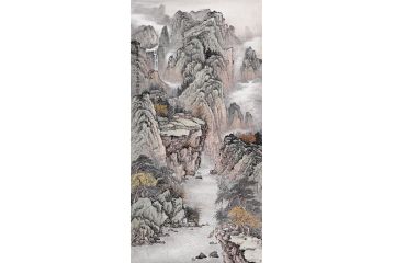 收藏甄选 女画家余静山水画作品《林泉高致》