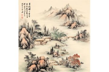 仿古小品画 李林宏《茅檐归去无尘土 淡薄闲花绕舍秋》