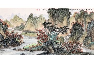 李林宏新作山水画《三径黄花疏雨外 一林红叶淡烟中》