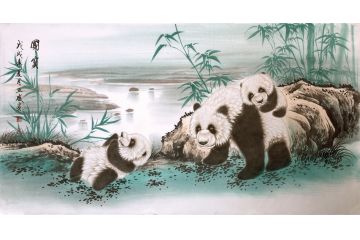 肖亚威新品四尺横幅动物画 国宝熊猫《国宝》