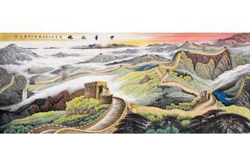 李林宏最新创作佳作八尺长城山水画《中华之魂》