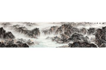 广西实力派画家徐坤连山水画作品《云壑松风》