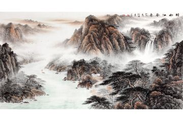 烟云浩渺 画家徐坤连山水画作品《烟雨江南春》