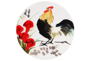 张金凤写意斗方花鸟画《大吉图》