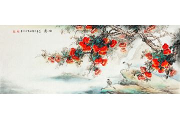 薛波新品写意花鸟画柿子图《如意》