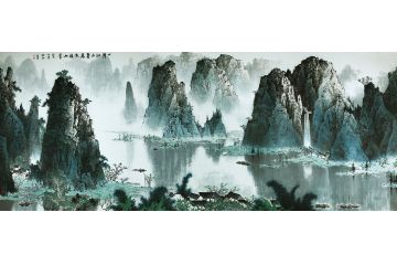 收藏推荐画家白启哲《一湾江水碧万点桂山青》