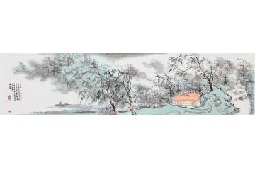 居家装饰画 画家门第山水佳作《杏林微雨霁，灼灼满瑶华》