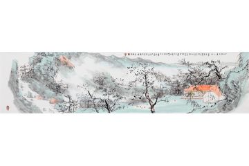 简约挂画 画家门第四尺横幅山水画《空山寂雨道心生》