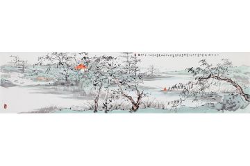 简约清新 画家门第山水画作品《题义公禅房·孟浩然》