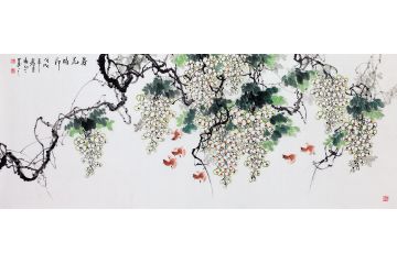 杨成功老师新品六尺写意花鸟画《春花时节》