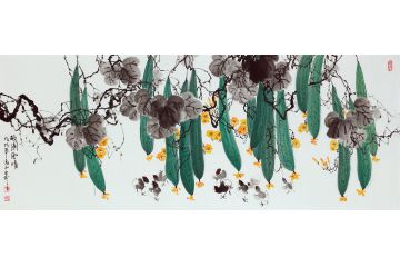 当代实力派画家杨成功写意花鸟画《故园风情》