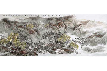 当代实力山水画家卫长林六尺作品《山水胜境》