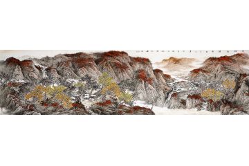 千山红遍 画家卫长林新品山水画《金秋红韵》