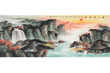 2018挂画推荐 易天也山水画《旭日祥云照千山》