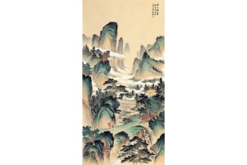 收藏必升值 王宁精品仿古山水画《溪山积翠》