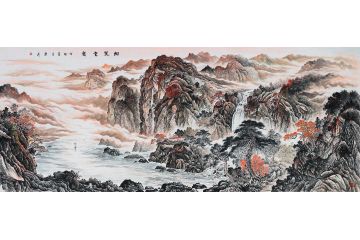 中美协会员赵洪霞最新力作典藏国画《绚丽云霞》