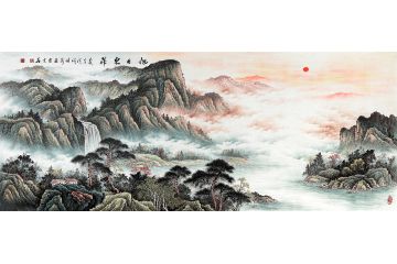 蒸蒸日上国画 张利新品力作风水画《旭日东升》