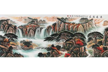 国礼画家张利最新八尺横幅山水画《源远流长》