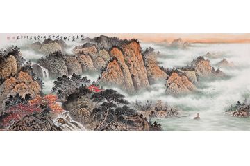 易天也最新山水画《秋风送子还山去 却画空岩云满林》