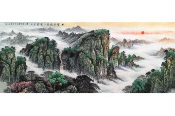 易天也八尺横幅泰山靠山国画《会当凌绝顶一览众山小》